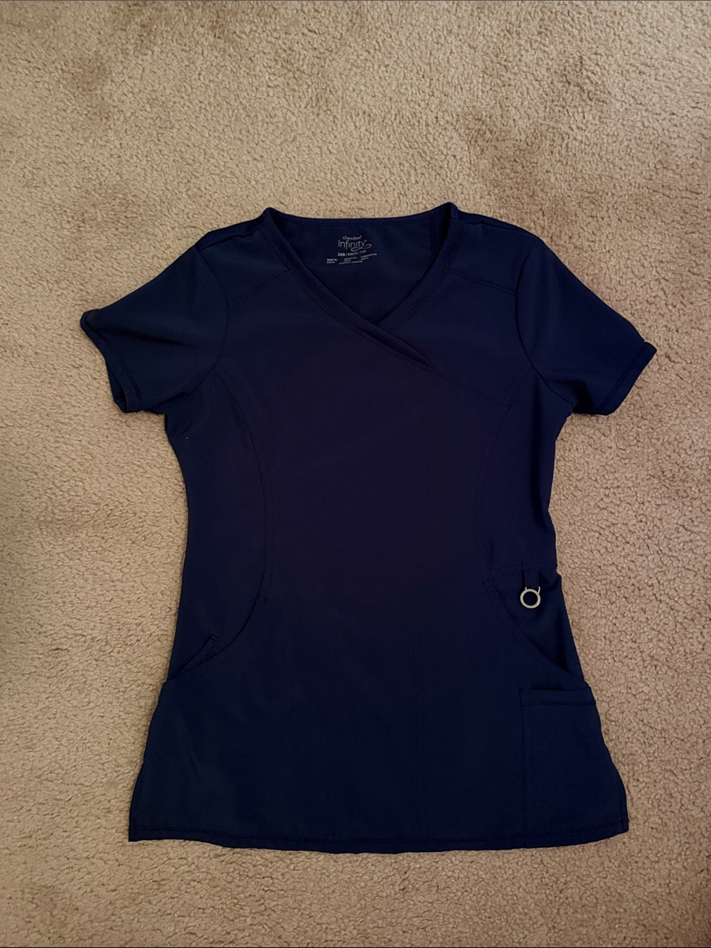 Women's Navy V-Neck Medical Scrub Top - Cherokee Infinity
